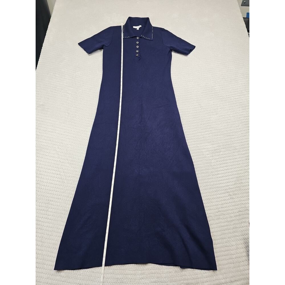 Zoe & Claire Sweater Dress Womens Medium Blue Collared Midi Length - Picture 3 of 10